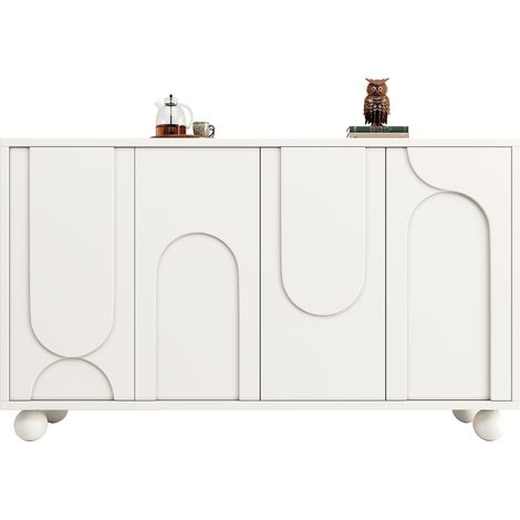 Madia con 2 Ante e Ripiano Regolabile, Antiribaltamento, Stile Moderno, in MDF, 120×35×71 cm, Bianco