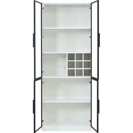 Vetrina alta 80 x 35 x 200 cm con LED, ante in vetro e portabottiglie HOMVRA (1/5)