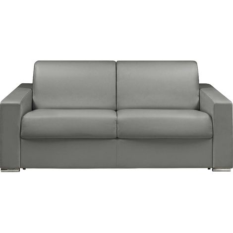 Divano letto 3 posti a ribalta in similpelle Grigio - Larghezza Materasso 140 cm - Spessore 22 cm - CALITO