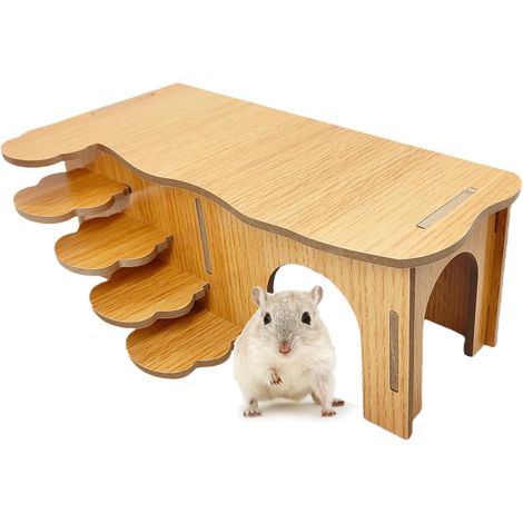 Hamster-Labyrinth aus Holz, Tunnelplattform, Mehrkammer-Erkundungsspielzeug, Lebensraum D
