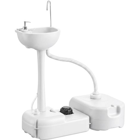 Lavabo de camping avec bac de récupération, distributeur de savon, réservoir d'eau de 17 L, portable, gris clair (1/5)
