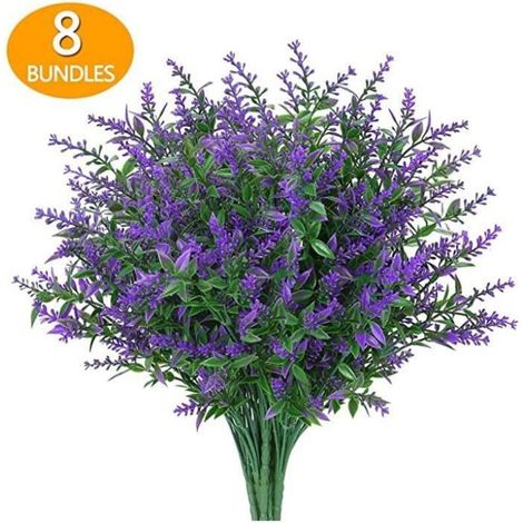 8 Bouquets Fleurs de Lavande Artificielle 35cm Fausses Lavande Plantes Décoration Plastique Fleur Buissons d'Arbustes Artificiels pour Maison Arrangement Floral Jardin Décor (1/5)
