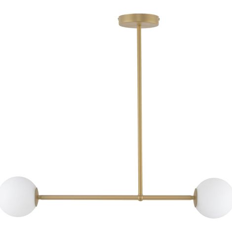 Plafoniera minimal oro con 2 sfere vetro Gama Sigma (1/2)