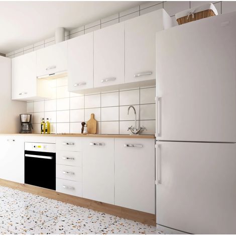 Cocina completa KIT-KIT NEW de 240 cm, color blanco, sin zocalo y sin encimera. (1/4)