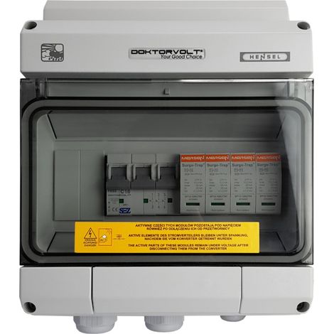 Tableau de distribution photovoltaïque solaire CA 1x Mersen type 1/2, 1x SEZ C16 3P IP65 Doktorvolt DV-4586-FOT (1/3)