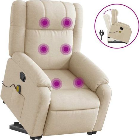 Fauteuil de massage inclinable en tissu beige (1/5)
