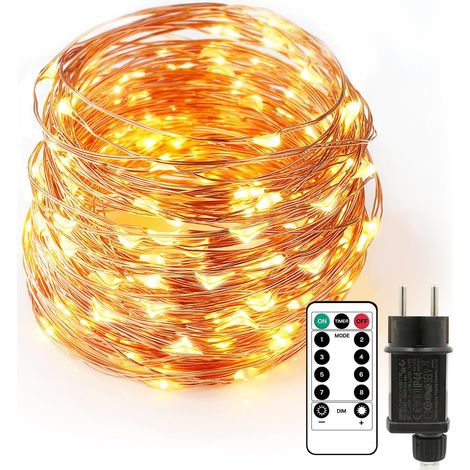 20m long LED string lights with 200 LEDs made of copper wire. Suitable for indoor and outdoor use – simply plug into a standard electrical outlet. Ideal for Christmas decorations, parties, weddings, a (1/5)