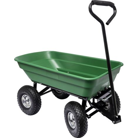 Werka Pro – Chariot remorque de jardin 52 litres – Charge max 120 kg – Roues gonflables tout-terrain – Poignée pour mini-tracteur