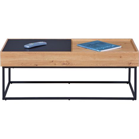 PAVIK - Table Basse Coffre Anthracite et Effet Chêne (1/5)