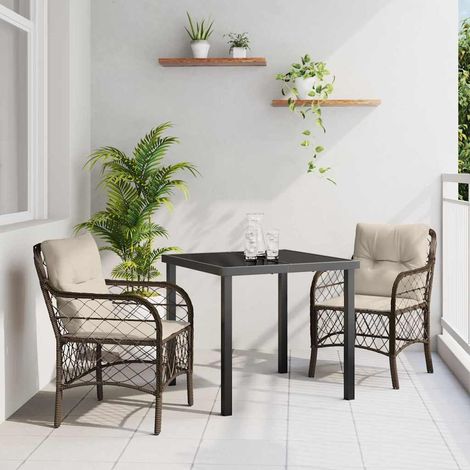 Ensemble de salle à manger pour jardin 3 pcs-Salon de jardin Marron polyrotin 630237 (1/5)