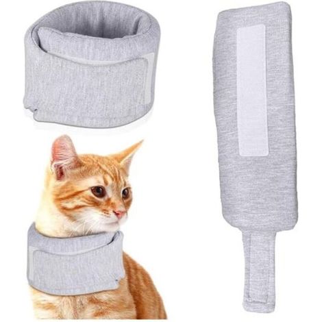 Collerette Chat, Collerettes pour Chat Chiens, Collerette Réglable pour Chat, Doux Collerette Chat,Tour de Cou 26-33 CM, L, Gris (1/4)