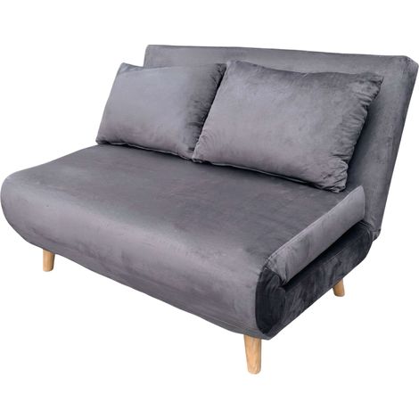 Sillón Cama 2 Plazas Nórdic Duo, Sofá Estilo Futón, Apertura Clic-Clac Gris oscuro 118 cm (1/5)