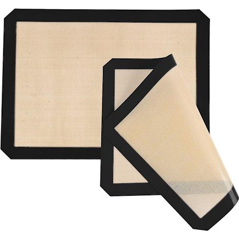 DWW-2 Tapis de cuisson en silicone 30 x 40 cm (noir), tapis de cuisson antiadhésif réutilisable en silicone, papier cuisson pour pain et gâteaux (1/5)