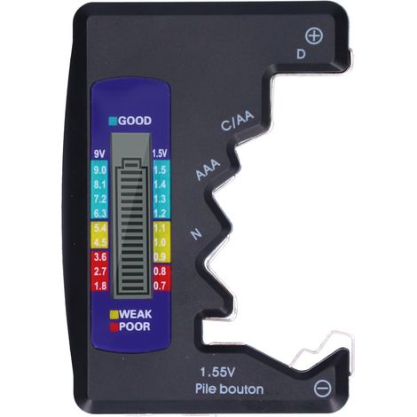 Universeller Batterietester für den Haushalt, Kapazitätsprüfer für DC AA AAA N 9V Knopfzellen, Schwarz (1/5)