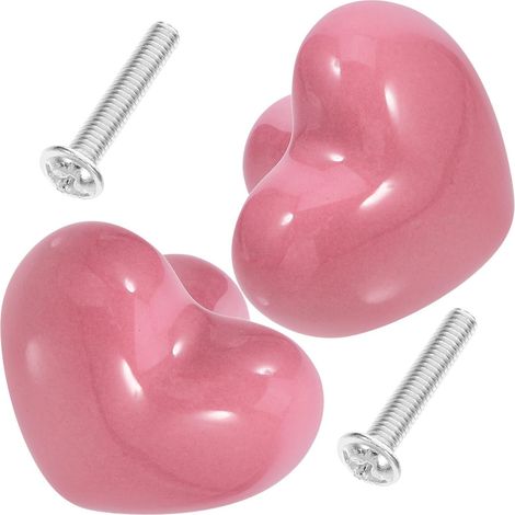 Boutons Ceramique Installation Facile Lot de 2 Meuble de Cœur Rose et Design Charmant pour Armoires et Commodes Cuisine et Salle de Bain (1/5)