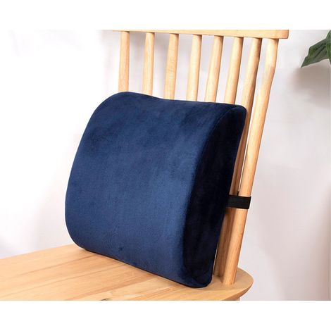 Rückenkissen aus Memory-Schaum, weiches, einfarbiges Rückenkissen, Lendenstützkissen für Zuhause, Rückenkissen für Auto oder Büro, marineblau. (1/5)