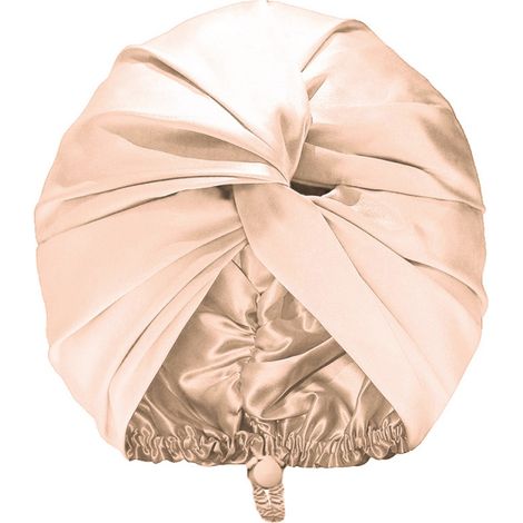 Gorro de dormir de doble capa confeccionado en satén y seda, turbante ajustable para cabello rizado o liso. (1/5)