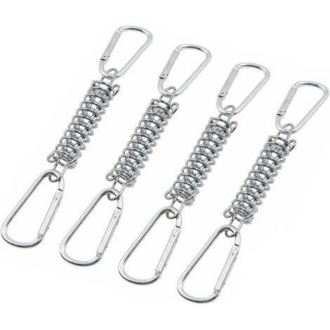 Boucle Ressort Tension Fixation Store - Voile D'ombrage Fixations Accessoires en Acier Inoxydable avec 4 Ressorts HéLicoïdaux 8 Mousquetons pour Tentes Auvents Camping, 4 Pcs (1/5)