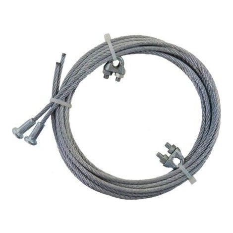 Fune Cavo Corda Acciaio Zincato gancio a T 4 mm a 133 fili completa di redance – lung. 2,5 m (1/2)