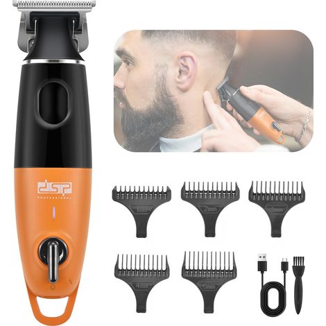 Tondeuse à cheveux électrique professionnelle rechargeable USB (orange) pour cheveux frisés (1/4)