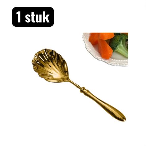 Cuillère de service en acier inoxydable 304 avec manche en forme de calebasse couleur or pour servir soupes salades et autres plats (1/5)