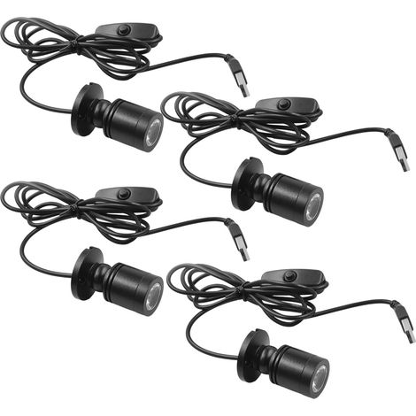 Spot LED USB - 3W 5V Lumière Chaude 3000K - Pour Vitrine Et Armoire À Bijoux - Lot De 4 (1/5)