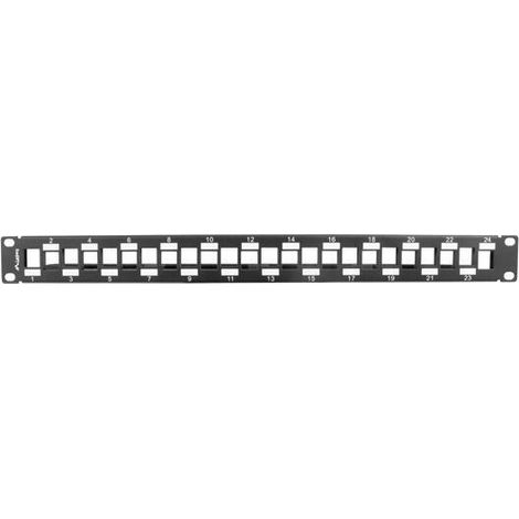PATCH PANEL LANBERG 24PUERTOS 1U RACK 19 ESCALONADO ORGANIZADOR MOD KEYSTONE BK (1/2)