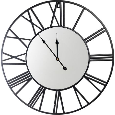 Orologio da Parete Grande 57 cm con Numeri Romani Design Industriale Moderno in Metallo Nero o Oro per Soggiorno Cucina Ufficio e Ingresso Nero (1/4)