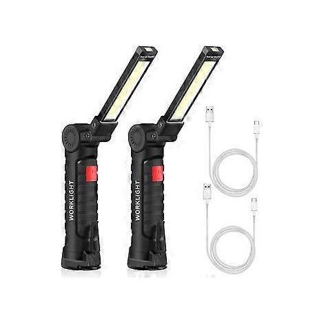 USB-wiederaufladbare LED-Taschenlampe mit magnetischem Aufhängehaken für Outdoor-Camping und Reparaturen (2 Stück klein)