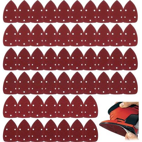 AIDUCHO 60 piezas de papel de lija abrasivo triangular, lijadora tipo ratón abrasiva, abrasivos de compresión con velcro, granos surtidos 40, 60, 80, 100, 120, 150, 180, 240, 320, 400 (1/5)