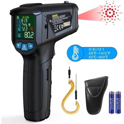 Thermometer Infrared, Gun of Temperature Infrared Digital without Contact Laser, -50℃ 800℃ with Emissions Adjustable, For The Barbecue, The Car and Industry (not for improving) (1/5)
