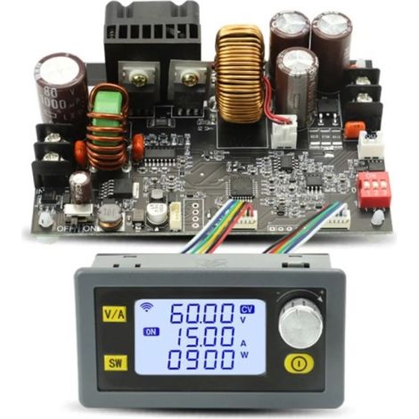 Módulo reductor, convertidor ajustable de 6-70 V a 0-60 V, 15 A, con pantalla LCD. (1/5)