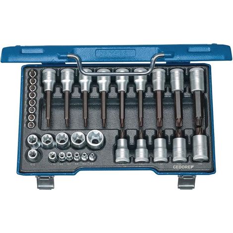 Gedore  juego  de  llaves  de  vaso  19  TX  20  34  pzs  1/4  +  1/2"  T8-T60  E4-E24  -  6129440 (1/4)