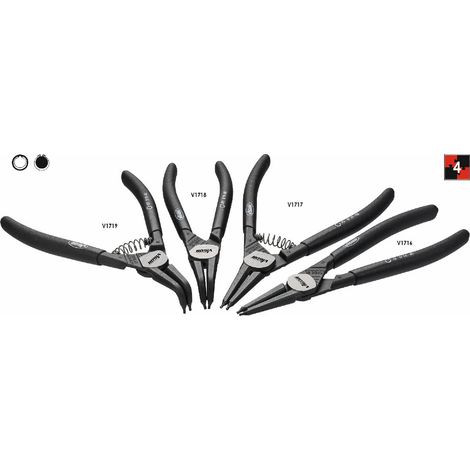 VIGOR Jeu de pinces pour circlips, 180 mm V4442, 4 outils