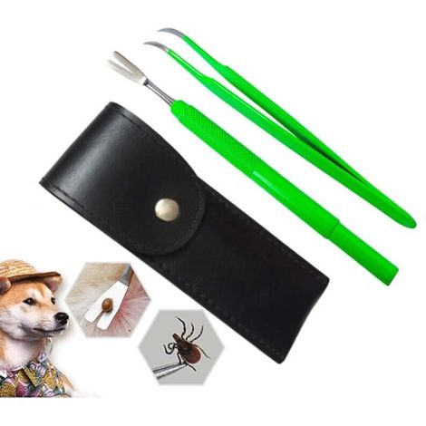 Zeckenpinzetten, Zeckenhaken, Zeckenfallen, Zeckenfallen für Hunde und Katzen, Zecken- und Flohentfernung, grün (1/5)