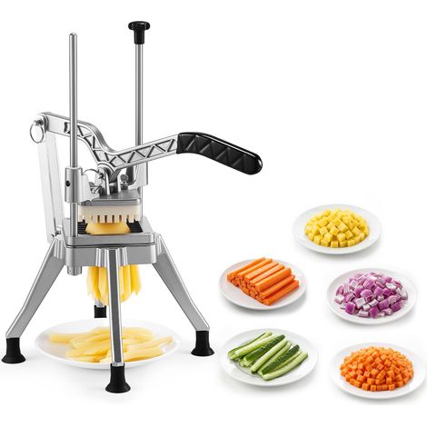 Coupe Frites Manuel, Coupe Légumes en Bâtonnets Multifonction, pour Pomme de Terre Cuisine Restaurant, Grille 6 mm en Acier Inoxydable, Poignée Ergonomique et Pieds Antidérapants (1/5)