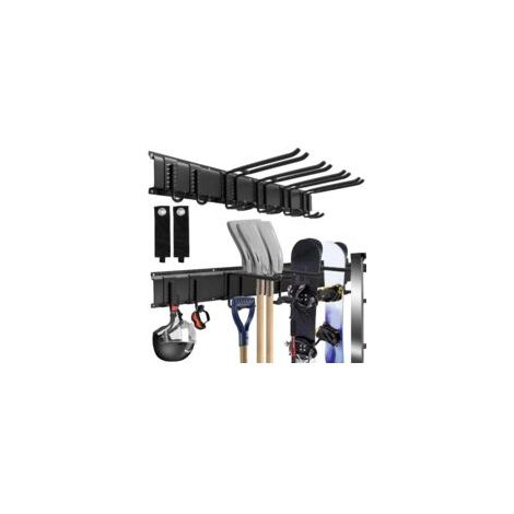Tool Manager support mural, garage Wall Manager support de rangement avec 6 crochets, outils de jardin cintre pour matériel de ski, chaise, balai, vadrouille, râteau outils de jardin