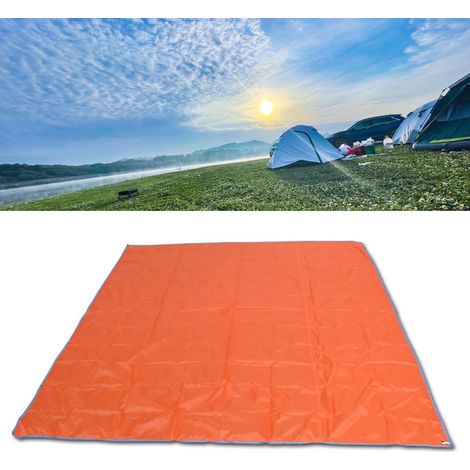 Tapis de pique-nique extérieur en tissu Oxford épais, imperméable et multifonctionnel, pour le camping et les tentes de pique-nique, orange, 200 x 210 cm / 78,7 x 82,7 pouces (1/5)