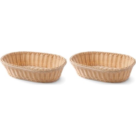 Corbeille à pain, ovale, panier, corbeille pour la présentation et le rangement du pain, porte pain, 380x270x(H) 90mm, polypropylène, acier inox (Lot de 2) (1/3)