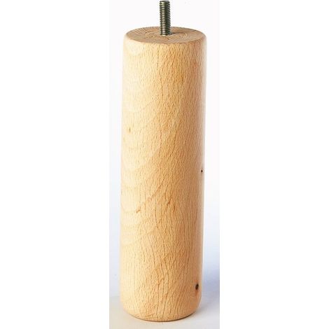 Ecolands – Pied de lit cylindrique 60 mm de diamètre – Hauteur 200 mm – Tige filetée M8 pour fixation solide – Pour bois dur