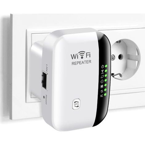Répéteur WiFi 300 Mbit/s 2,4 GHz, amplificateur de signal WiFi, extension de portée WiFi avec modes Répéteur/Point d'accès et fonction WPS, port Ethernet – Compatible avec tous les appareils WiFi (1/5)