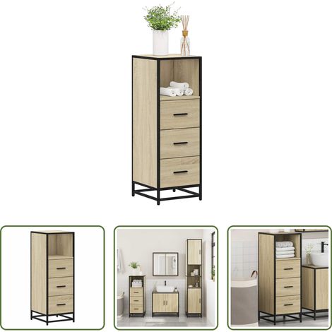Holzschrank - Badschrank Sonoma-Eiche 35x37,5x100 cm Holzwerkstoff (1/5)