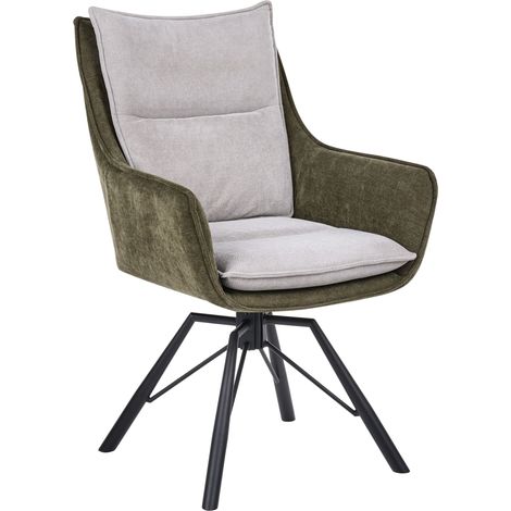 Poltrona con seduta avvolgente ad ali base girevole in metallo tessuto grigio verde chiaro Anneberg (1/5)