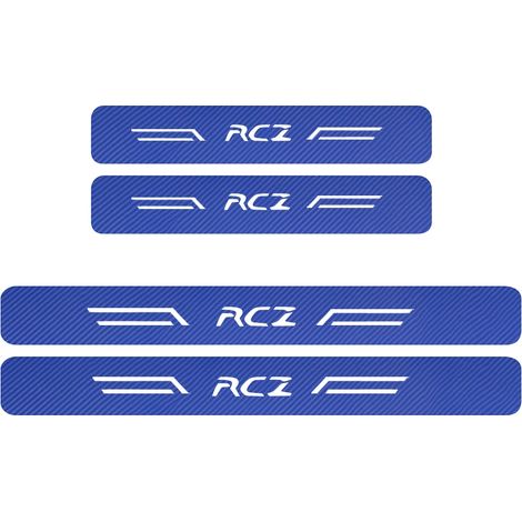 (Logo blanc,fibre de carbone bleue) Seuil de porte autocollant en fibre de carbone pour Peugeot 2008,3008,4007,4008,5008,Boxer,Expert,GT Line,GTI,Ion,RCZ (1/3)