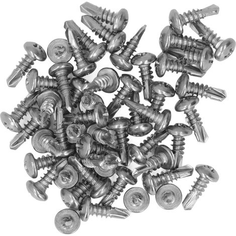 Vis à tôle autoforeuses M4,2 x 13 en acier inoxydable 410, tête ronde cruciforme, lot de 200 pièces (1/5)