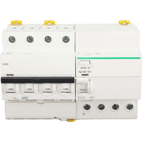 Disjoncteur modulaire 4P+N 20A, protection différentielle intégrée, coque ignifuge PA66, tension AC400V, interrupteur automatique avec accessoire anti-fuite, dispositif de coupure fiable. (1/4)