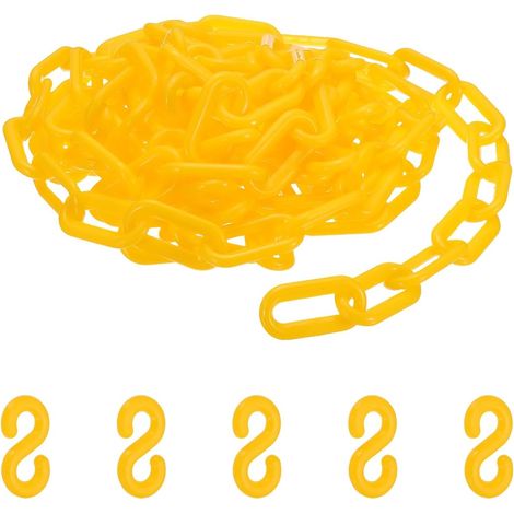 16.4 Pieds Chaîne En Plastique, Barrière De Sécurité Colorée Avec Boucle Pour Parcs Aéroports Parkings Gestion De Foule, Jaune (50 x 5.5 Mm) (1/5)