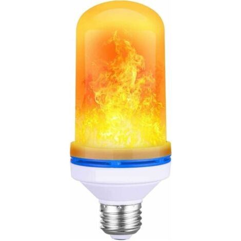 Ampoule de Flamme E27 5W LED Ampoule Effet Flamme, 4 couleurs de flamme d'éclairage, Capteur de Gravité Ampoule à Flamme pour Décoration de Noël Intérieure/Extérieure/Bar/Fête (Jaune) (1/5)