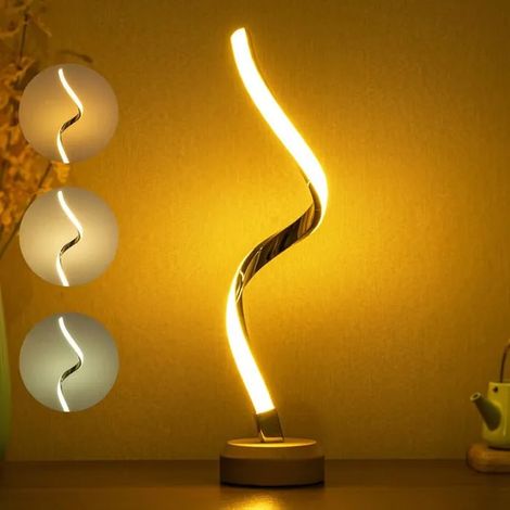 Lampe de chevet LED BASRAE Beoom pour adulte, lampe de table moderne à spirale chaude, lampe de bureau créative en métal à changement de couleur