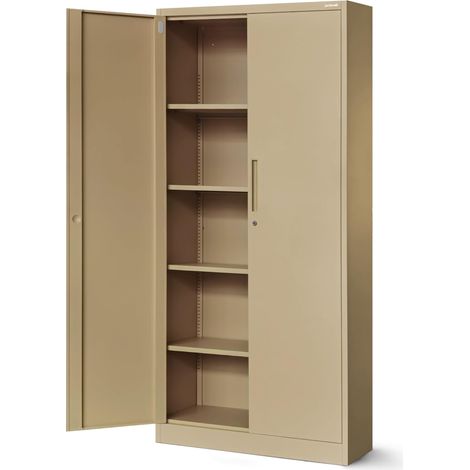 Armoire de Bureau Métal 4 Étagères Verrouillable 195 x 90 x 40 cm (1/5)